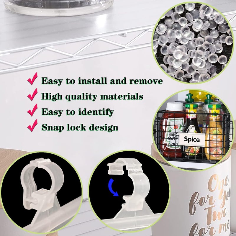 ELEMGULY Wire Shelf Label Holder, 70PCS Plastic Basket Label Holders with Tight Snap Lock, Reusable Bins Basket Labels Clip with Paper Label Inserts for Home Market Office (3 x 1.38 Inch) - Image 4